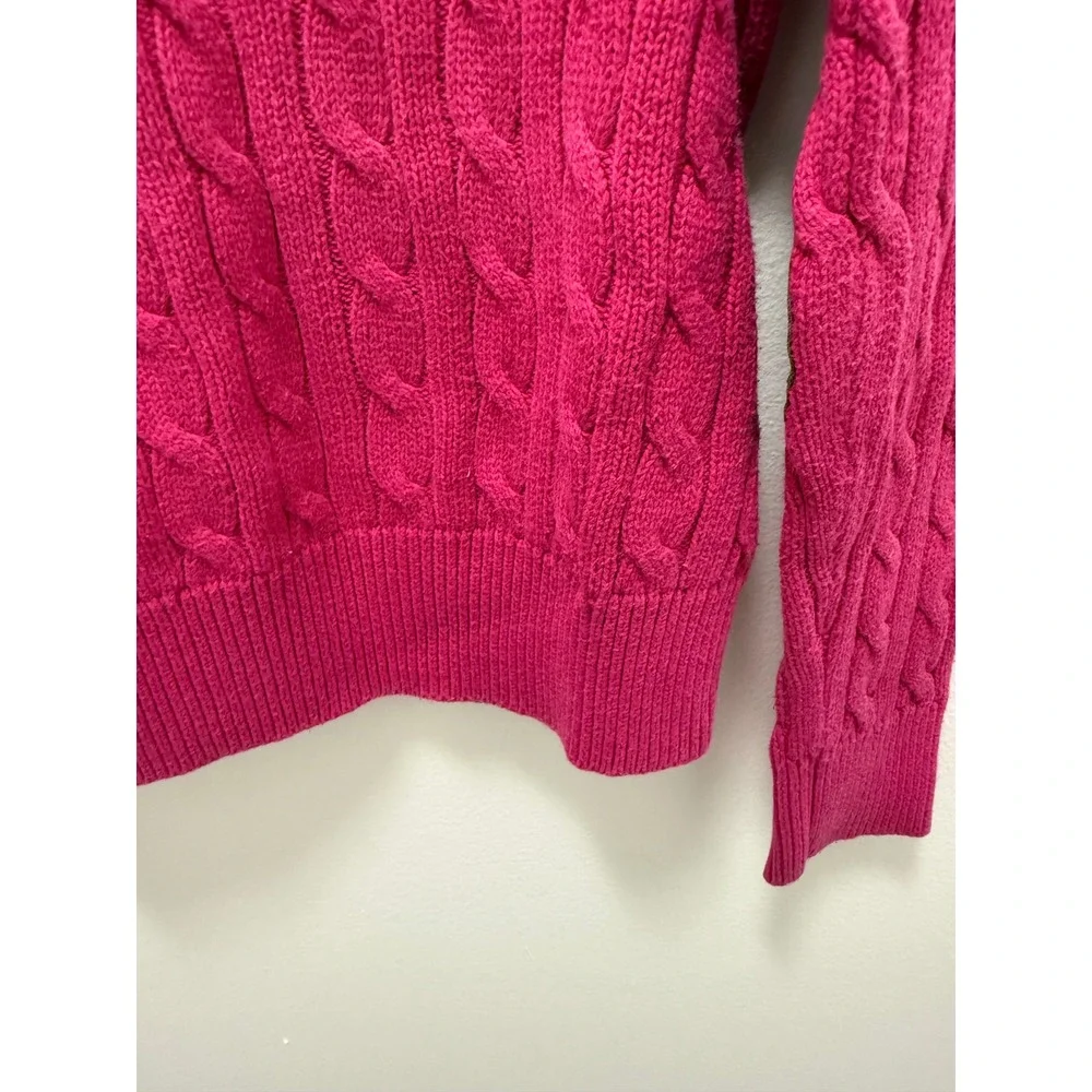 Polo Ralph Lauren Kids Pink Cable Knit Cotton Sweater Elbow Patches 6X